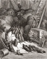 Die Liga der Ratten, aus einer späten 19. Jahrhundert Ausgabe von Fables de La Fontaine